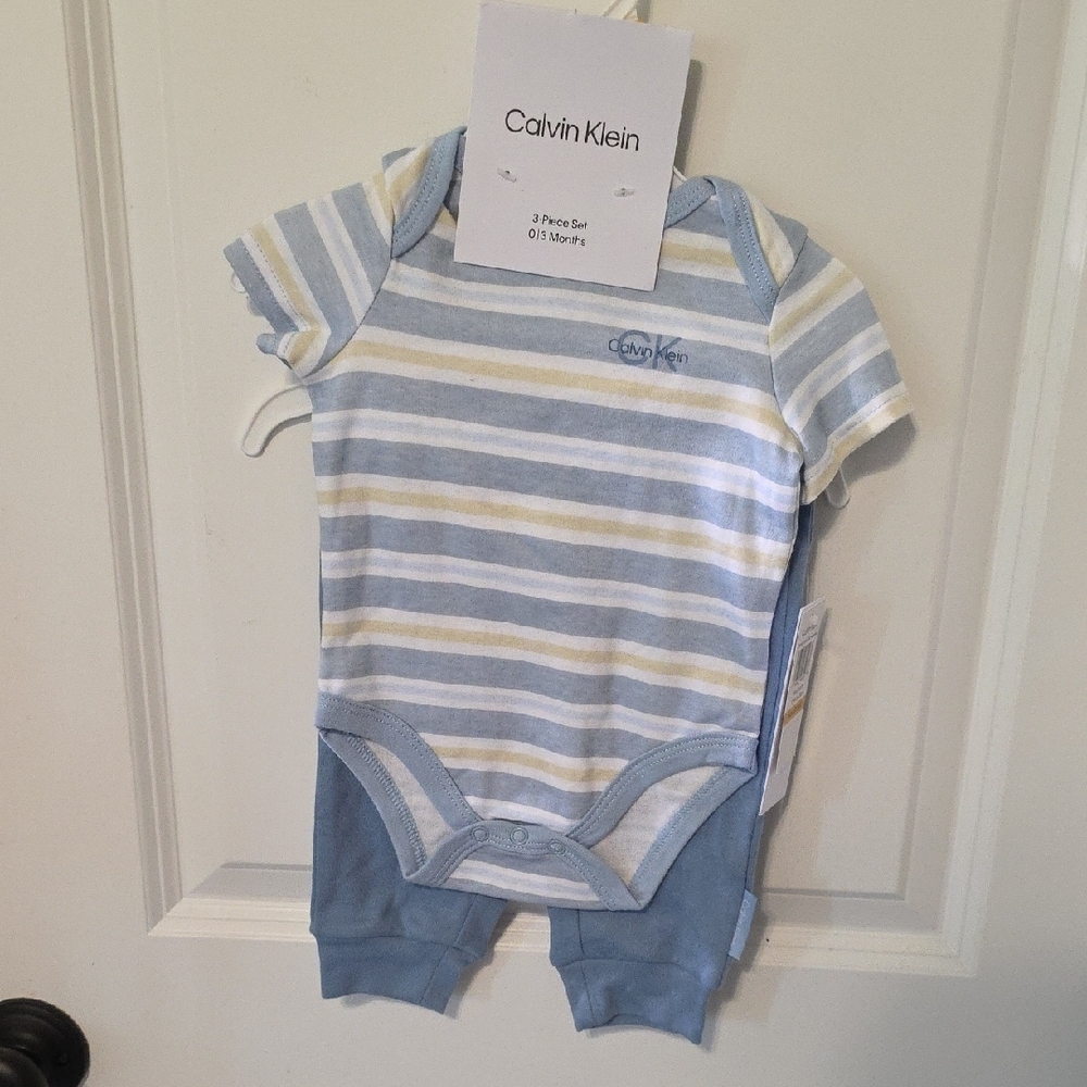 Calvin Klein Striped Baby Onesie Set
